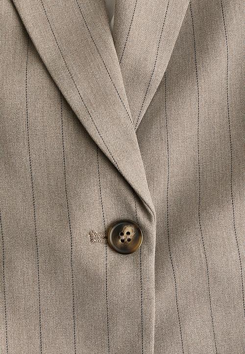 H&M - Single-breasted blazer - beige/pinstriped