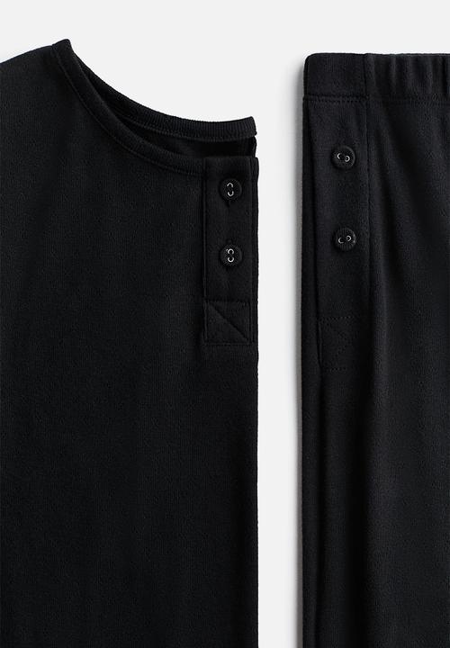 H&M - Pointelle-knit pyjamas - black