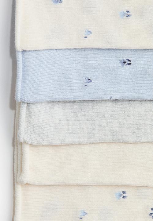 H&M - 5-pack socks - white/blue floral