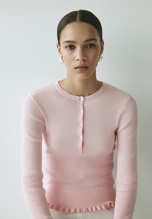 H&M - Rib-knit top - pink