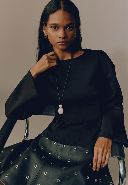 H&M - Waisted interlock top - black