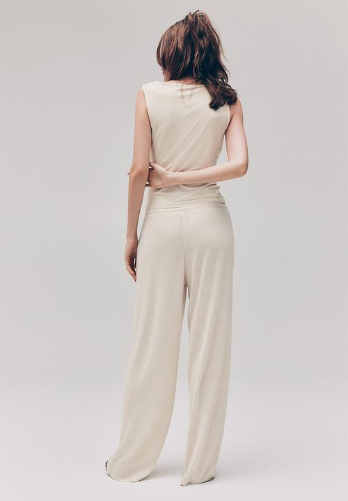 H&M - Fine-knit trousers - light beige