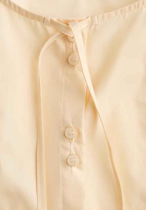 H&M - Puff-sleeved poplin blouse - light yellow