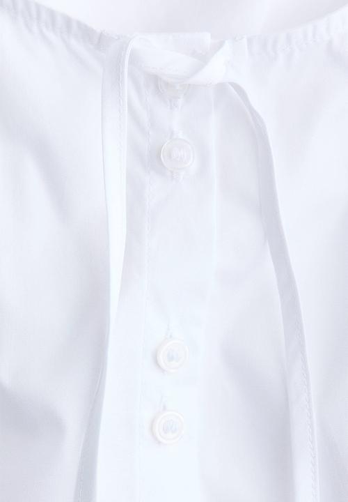 H&M - Puff-sleeved poplin blouse - white