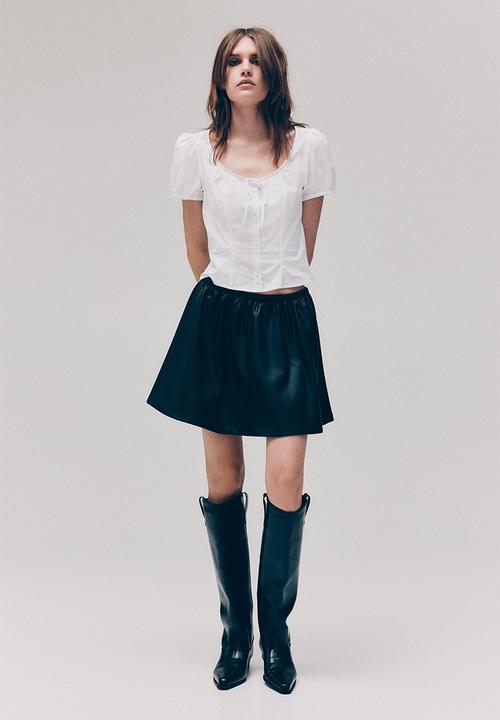 H&M - Puff-sleeved poplin blouse - white