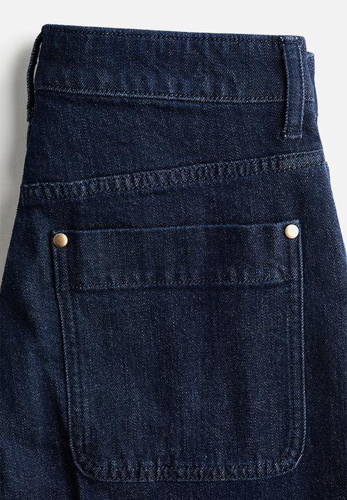 H&M - Wide high waist jeans - navy denim blue