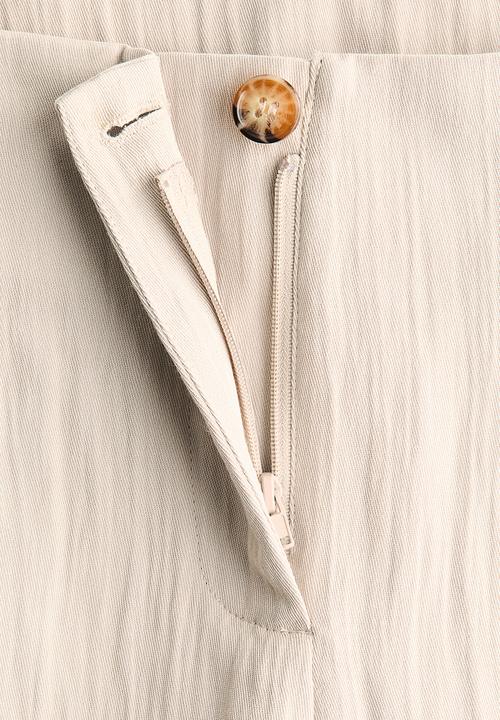 H&M - Crinkled barrel-leg trousers - light beige