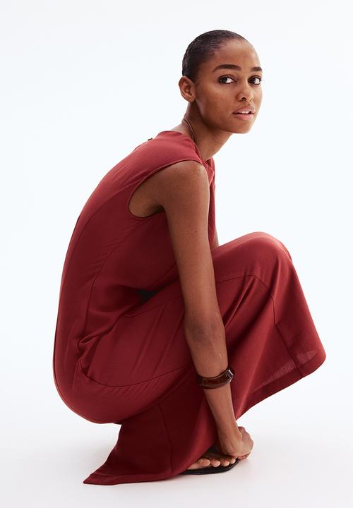H&M - Waisted sleeveless dress - dark red