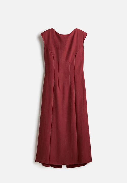 H&M - Waisted sleeveless dress - dark red