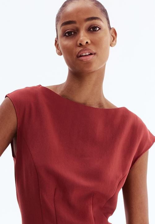 H&M - Waisted sleeveless dress - dark red