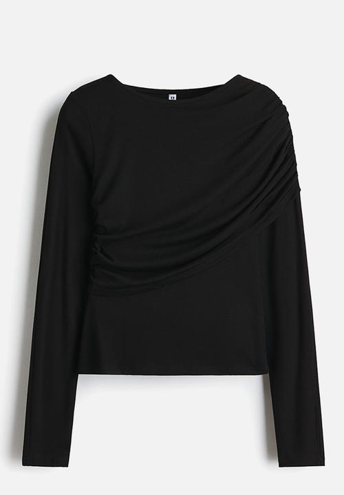 H&M - Draped viscose top - black
