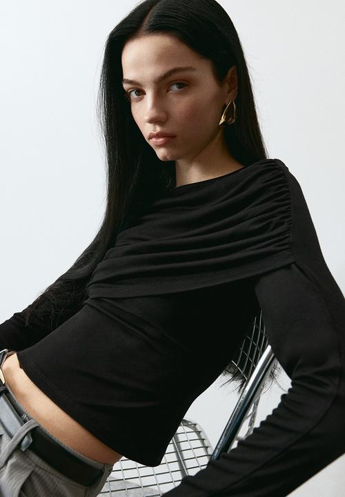 H&M - Draped viscose top - black