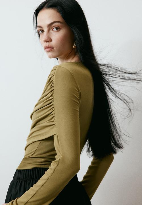 H&M - Draped viscose top - golden olive