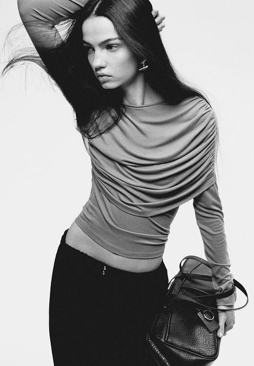 H&M - Draped viscose top - golden olive
