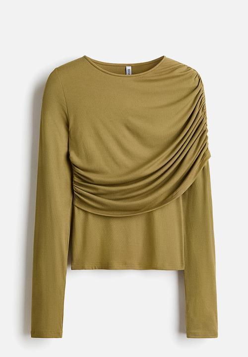 H&M - Draped viscose top - golden olive