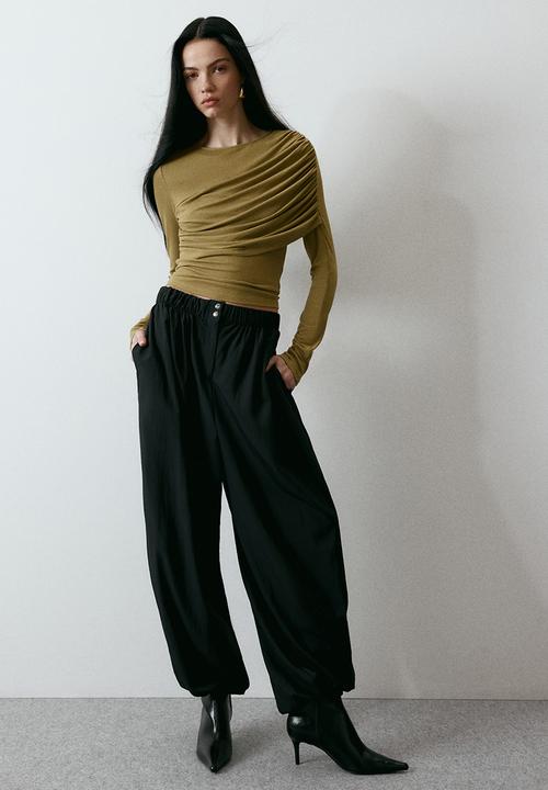 H&M - Draped viscose top - golden olive