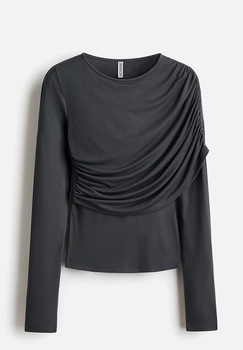 H&M - Draped viscose top - dark grey