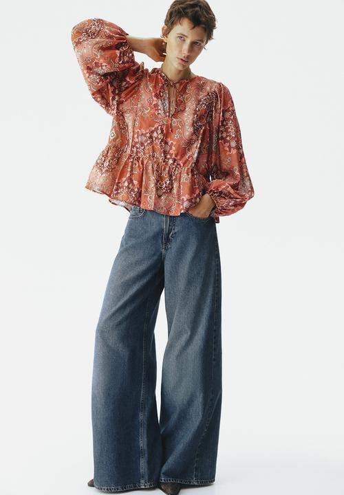 H&M - Peplum blouse - dusty orange/patterned
