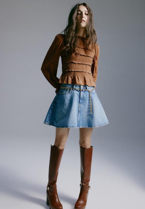 H&M - Smocked-bodice top - brown