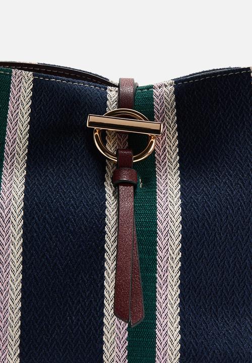 H&M - Bucket bag - navy blue/striped