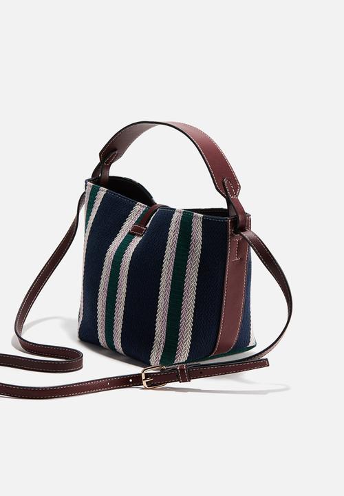 H&M - Bucket bag - navy blue/striped
