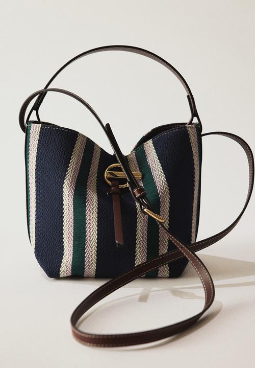 H&M - Bucket bag - navy blue/striped