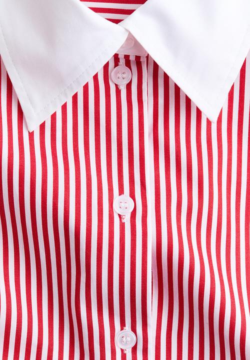 H&M - Cotton poplin shirt - red/striped