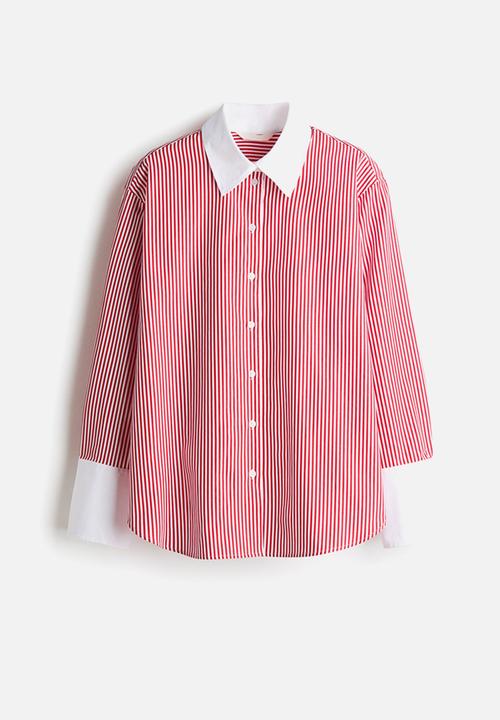 H&M - Cotton poplin shirt - red/striped