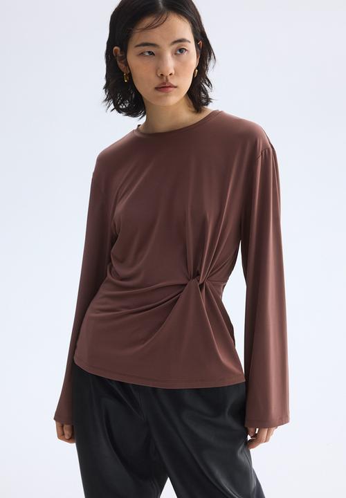 H&M - Twist-detail top - dark mole