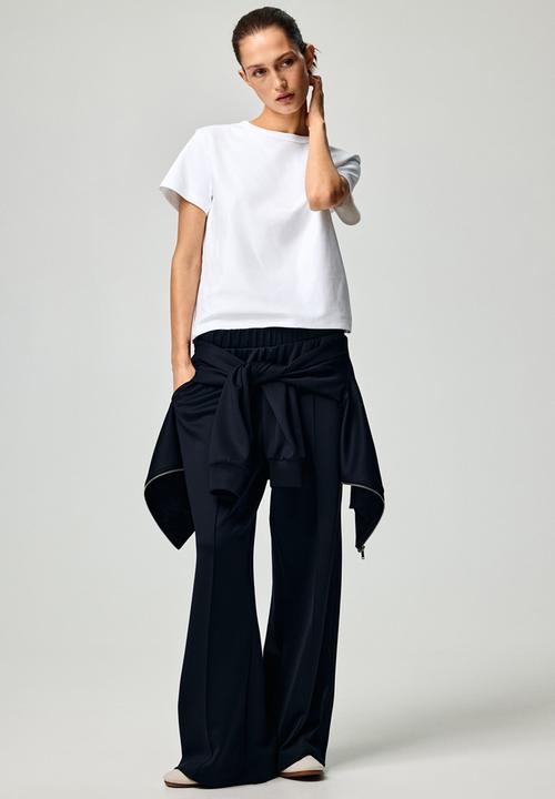 H&M - Crease-front pull-on trousers - navy blue