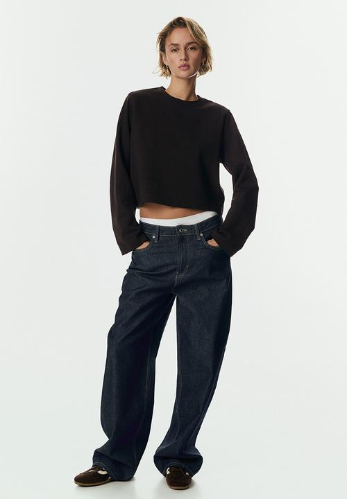 H&M - Short interlock top - dark brown