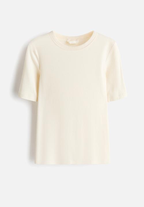 H&M - Ribbed t-shirt - cream