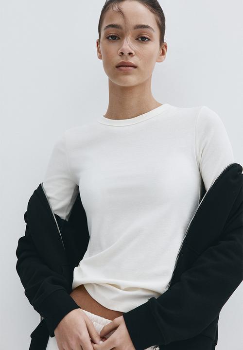 H&M - Ribbed t-shirt - cream