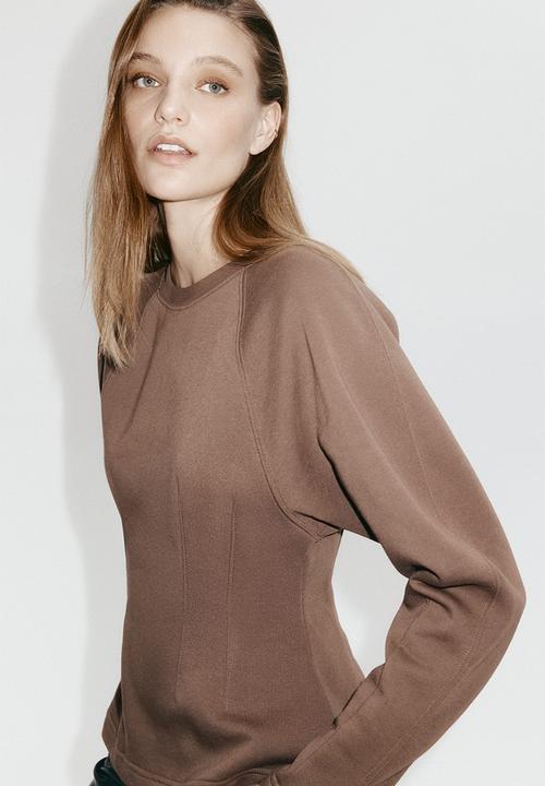 H&M - Waisted sweatshirt - dark mole