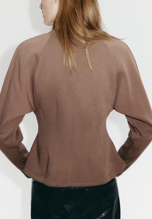 H&M - Waisted sweatshirt - dark mole