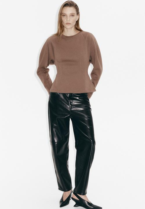 H&M - Waisted sweatshirt - dark mole