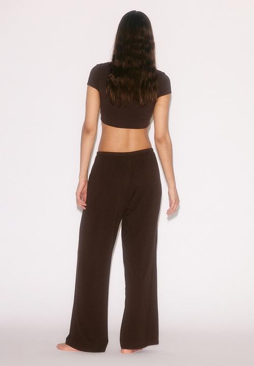 H&M - Relaxed fit wide yoga pants - warm brown