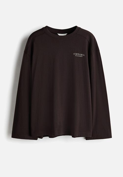 H&M - Oversized jersey top - dark brown/costa rica