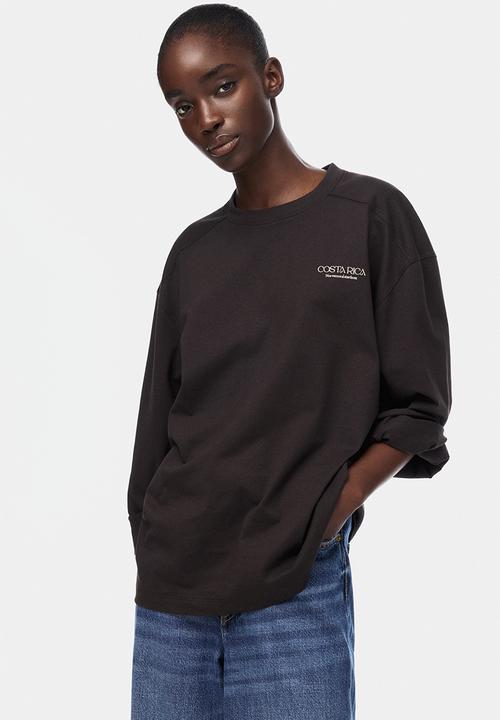H&M - Oversized jersey top - dark brown/costa rica