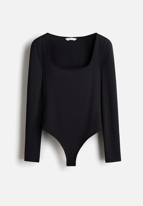 H&M - Long-sleeved thong body - black