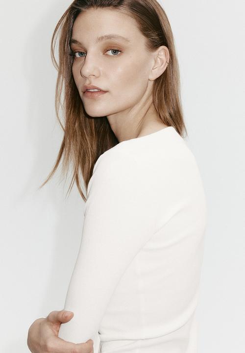 H&M - Ribbed boat-neck top - white