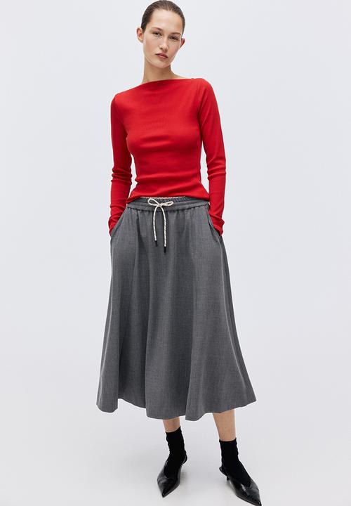 H&M - Ribbed boat-neck top - red