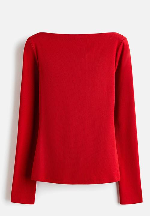 H&M - Ribbed boat-neck top - red