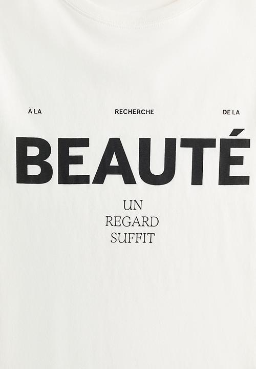 H&M - Printed T-shirt - white/beaut