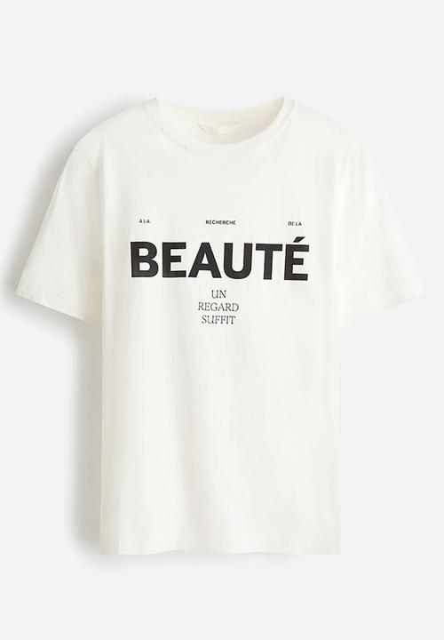H&M - Printed T-shirt - white/beaut