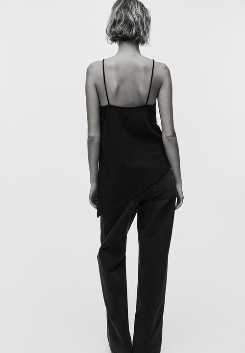 H&M - Lace-trimmed strappy top - black