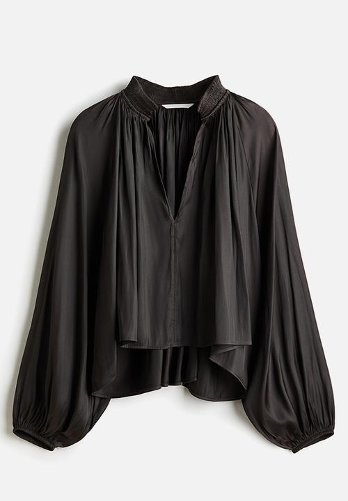 H&M - Oversized v-neck blouse - dark brown