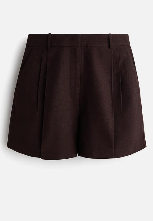 H&M - Tailored linen-blend shorts - dark brown