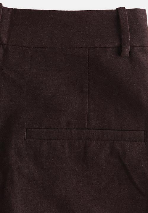 H&M - Tailored linen-blend shorts - dark brown