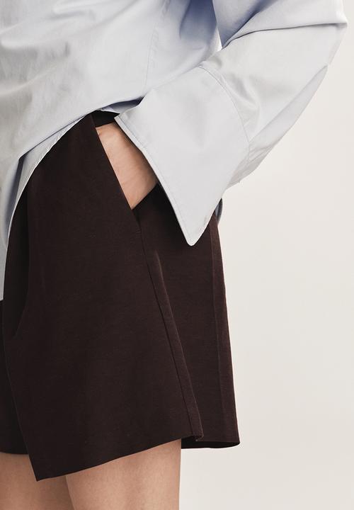 H&M - Tailored linen-blend shorts - dark brown